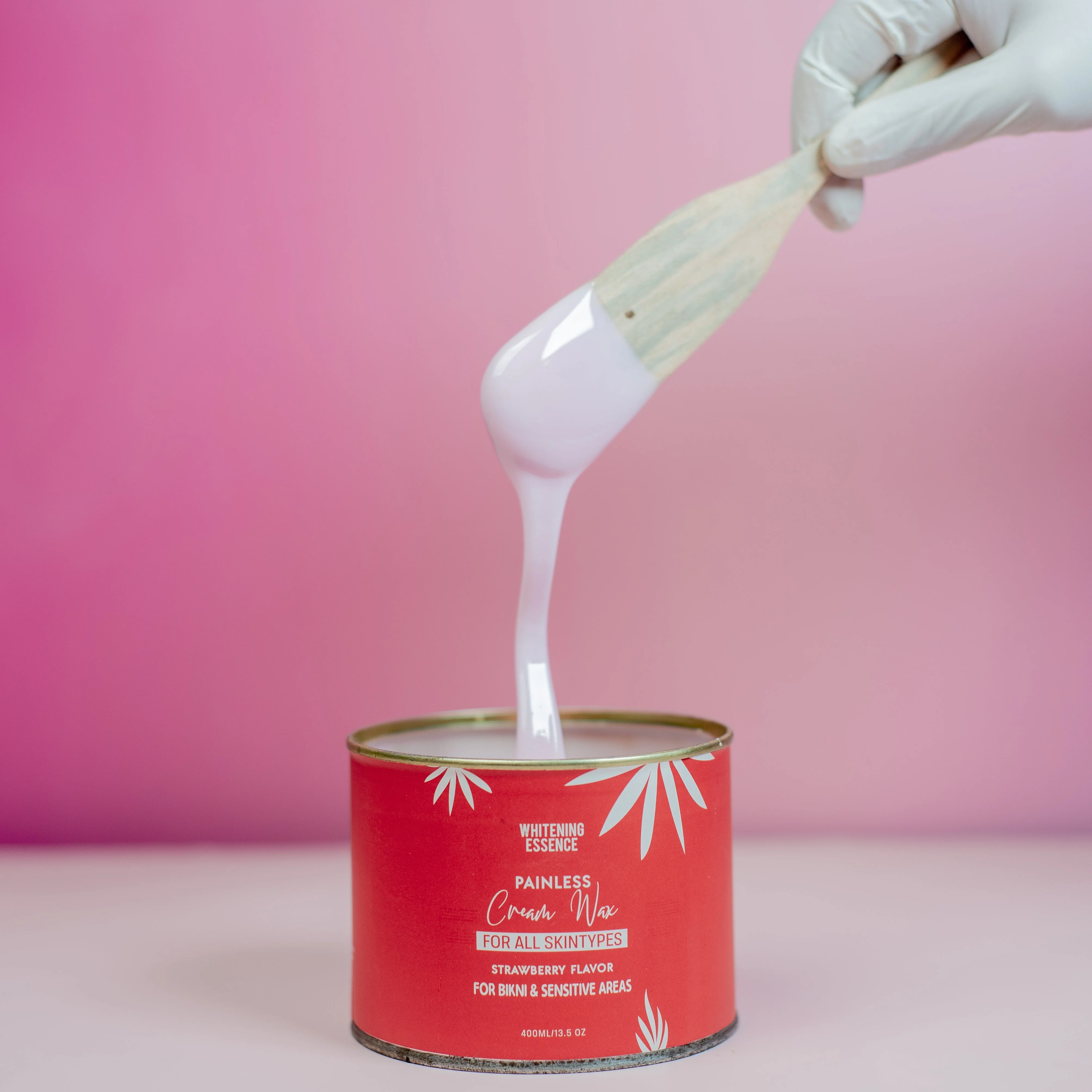 Painless Cream Wax Strawberry Flavor ( 1 Wood Spatula + 1 Strip Pack ) - Image 2